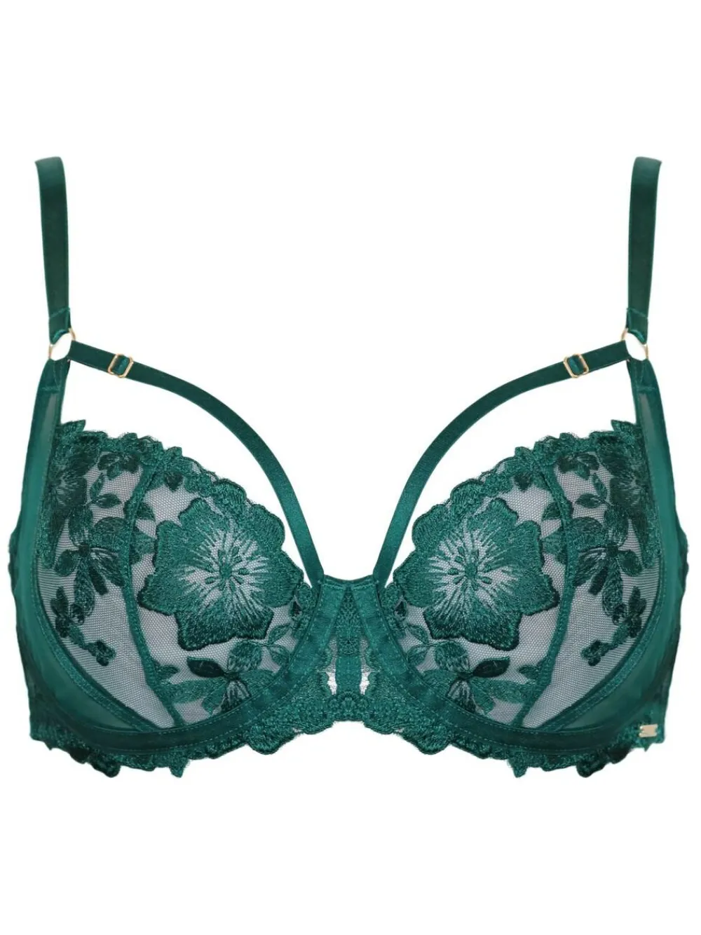 Hot Pour Moi India Bold Floral Embroidery Non Pad Bra Green