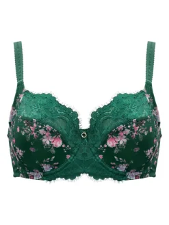 Best Pour Moi Non Padded Bliss Printed Mesh Side Support Bra Green