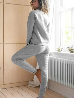 Pour Moi Grey Quilted Lounge Pyjamas^Women Pyjamas|All Night & Lounge