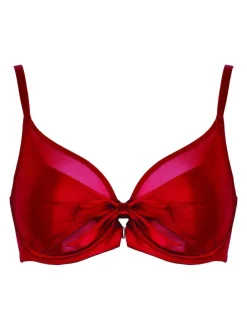 Pour Moi Red All Yours Satin and Mesh Front Fastening Bra^Women Bras|Dd+ Range