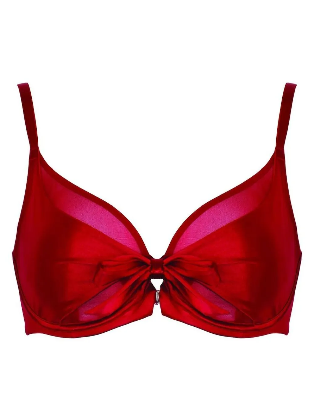 Pour Moi Red All Yours Satin and Mesh Front Fastening Bra^Women Bras|Dd+ Range