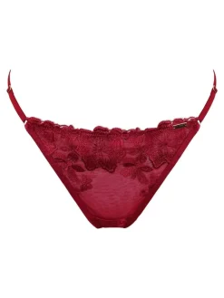 Best Pour Moi India Bold Floral Embroidery Thongs Red