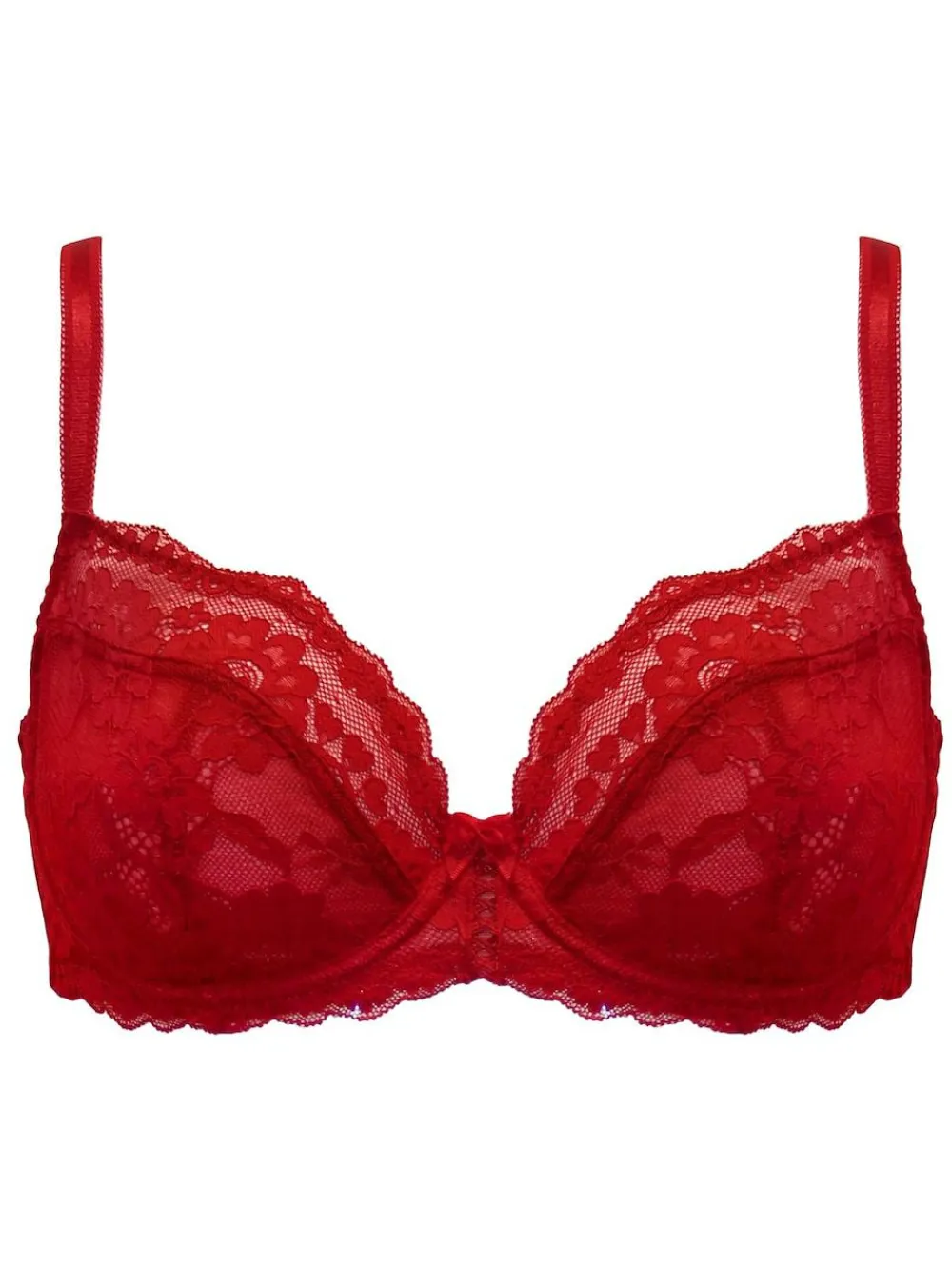 Pour Moi Red Non Padded Underwired Fleur Balconette Bra^Women Dd+ Range