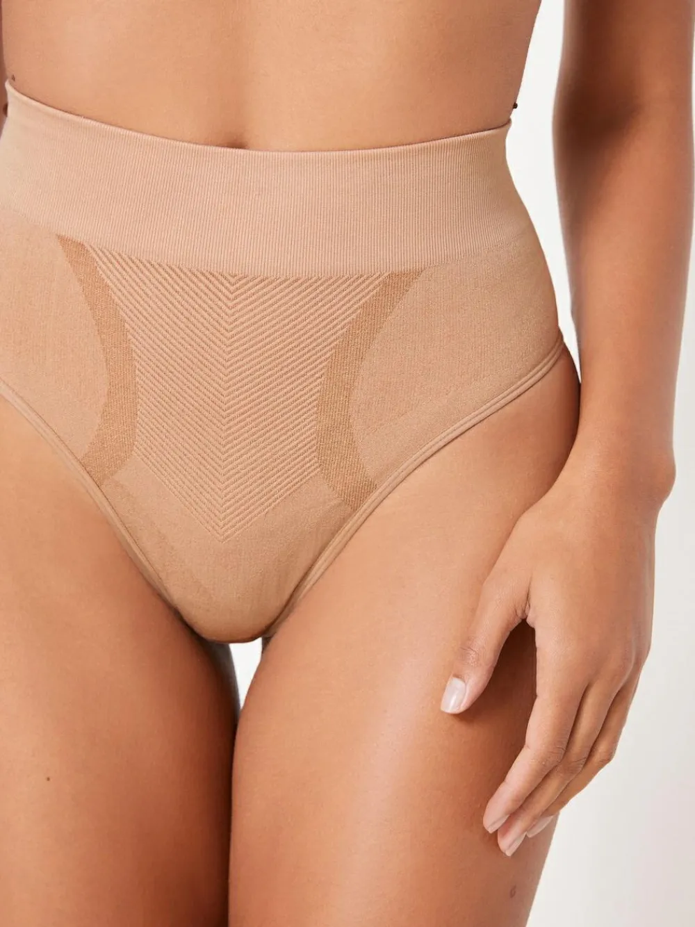 Sale Next High Waist Thong Seamless Firm Tummy Control Shaping Briefs Praline Nude
