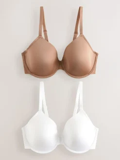 Clearance Next Praline Nude/White Full Cup A-E Smoothing Ultimate Comfort Bras 2 Pack