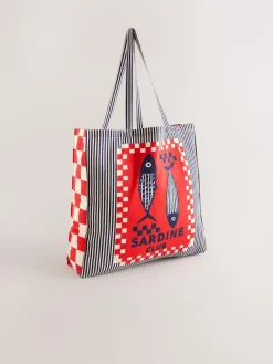 Next Print Sardine Print 100% Cotton Shopper Bag^Women Bags