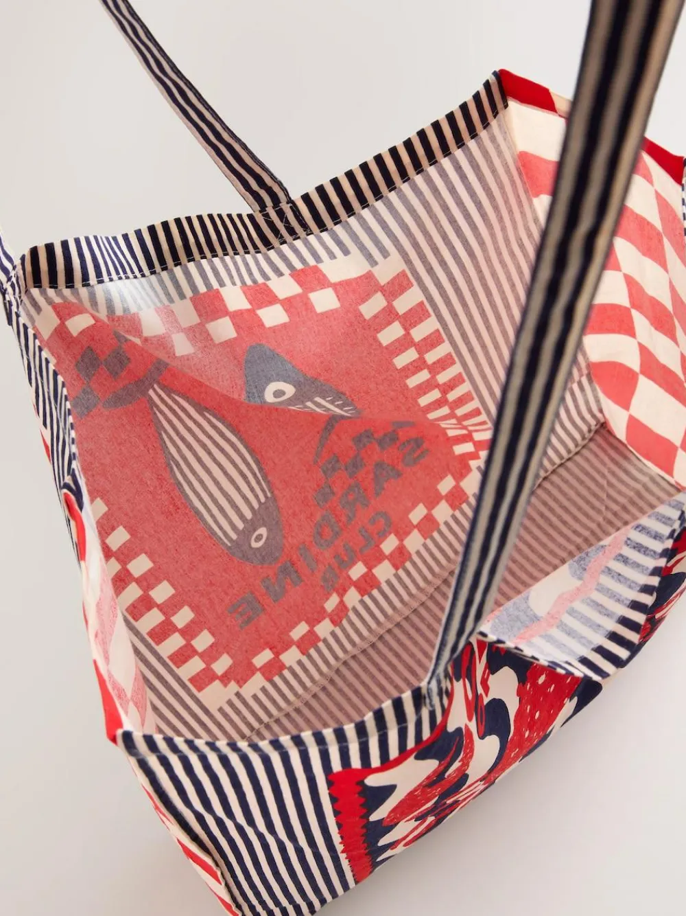 Next Print Sardine Print 100% Cotton Shopper Bag^Women Bags