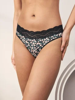 Best Next High Leg Cotton and Lace Knickers 7 Pack Printed Spot