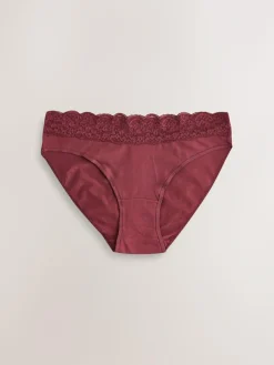 Best Next High Leg Cotton and Lace Knickers 7 Pack Printed Spot