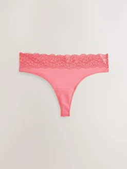 Next Thong Cotton and Lace Knickers 7 Pack^Women All Lingerie|Panties