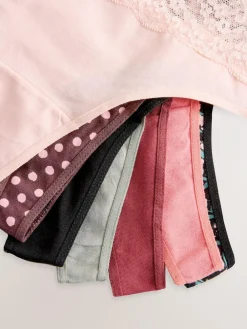 Next Thong Cotton and Lace Knickers 7 Pack^Women All Lingerie|Panties