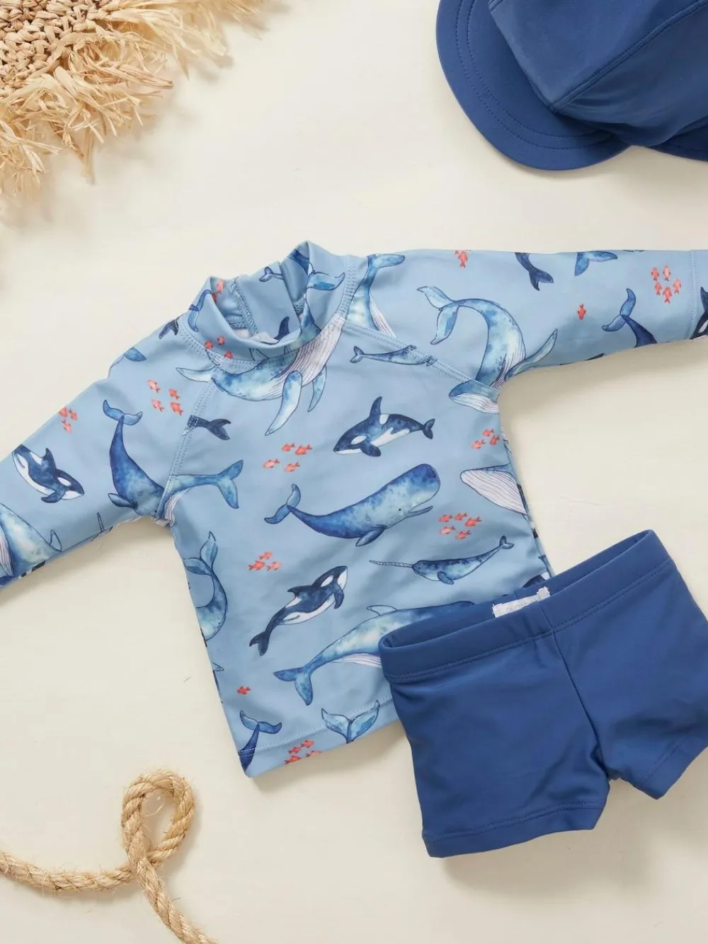 Purebaby Blue Long Sleeve Rashie Vest^BOY Swimwear|Swimwear