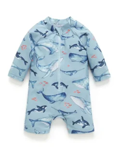 Purebaby Blue Long Sleeve Swim Sunsuit