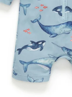 Purebaby Blue Long Sleeve Swim Sunsuit