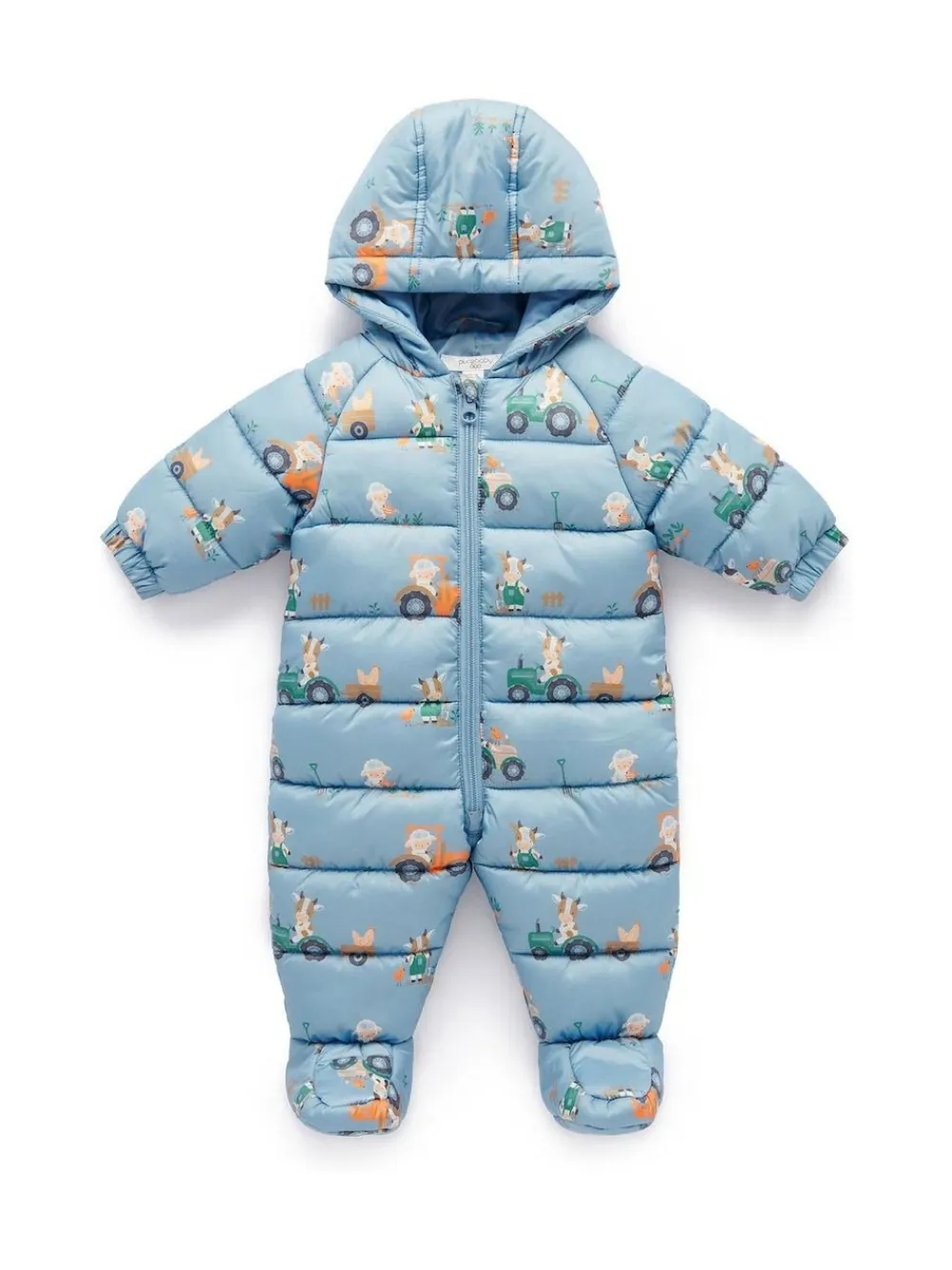 New Purebaby Showerproof Padded Puffer Pramsuit Blue