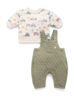 Outlet Purebaby Blue Windcheater Dungarees Overall Set