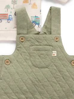 Outlet Purebaby Blue Windcheater Dungarees Overall Set