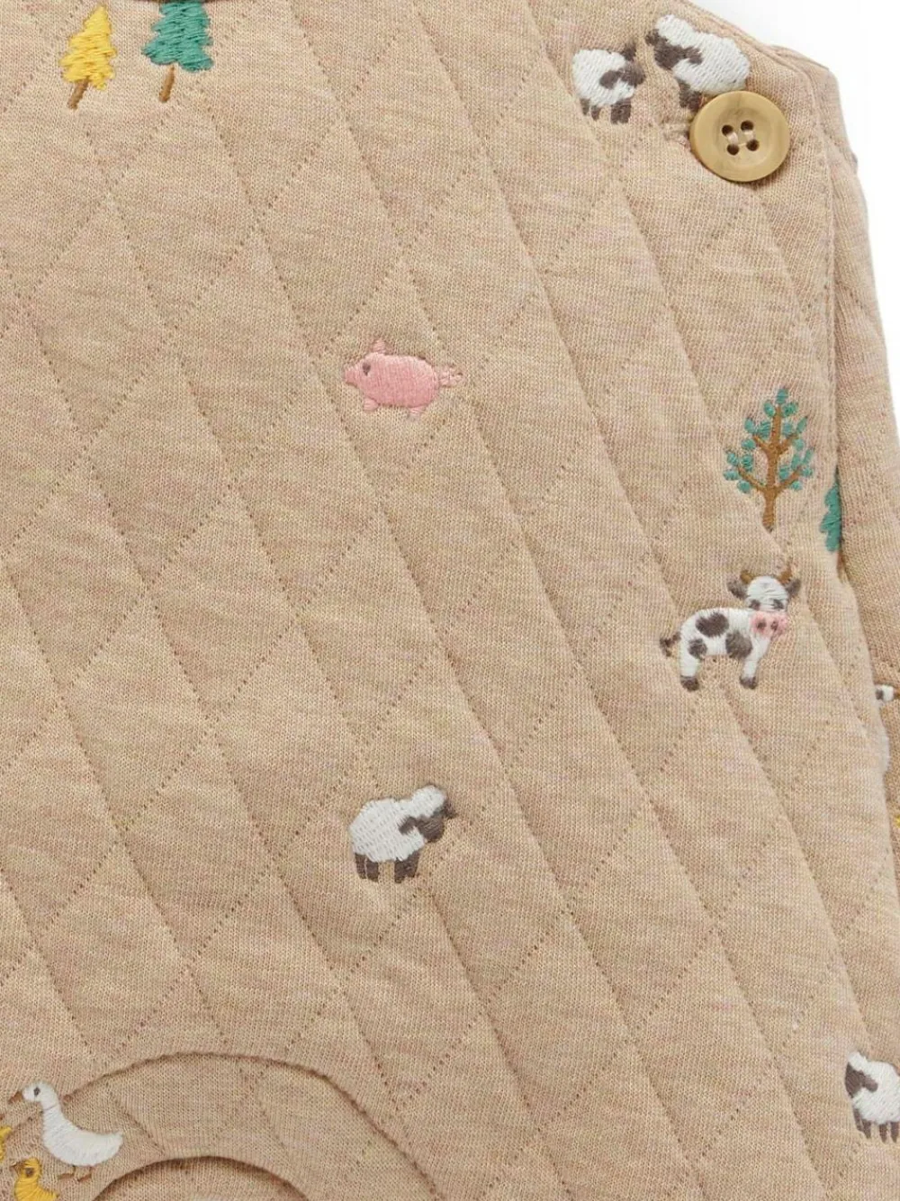 Purebaby Brown Quilted Embroidered Dungarees^BOY Rompers & Overalls|Dungarees