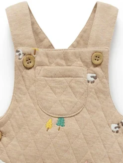 Purebaby Brown Quilted Embroidered Dungarees^BOY Rompers & Overalls|Dungarees