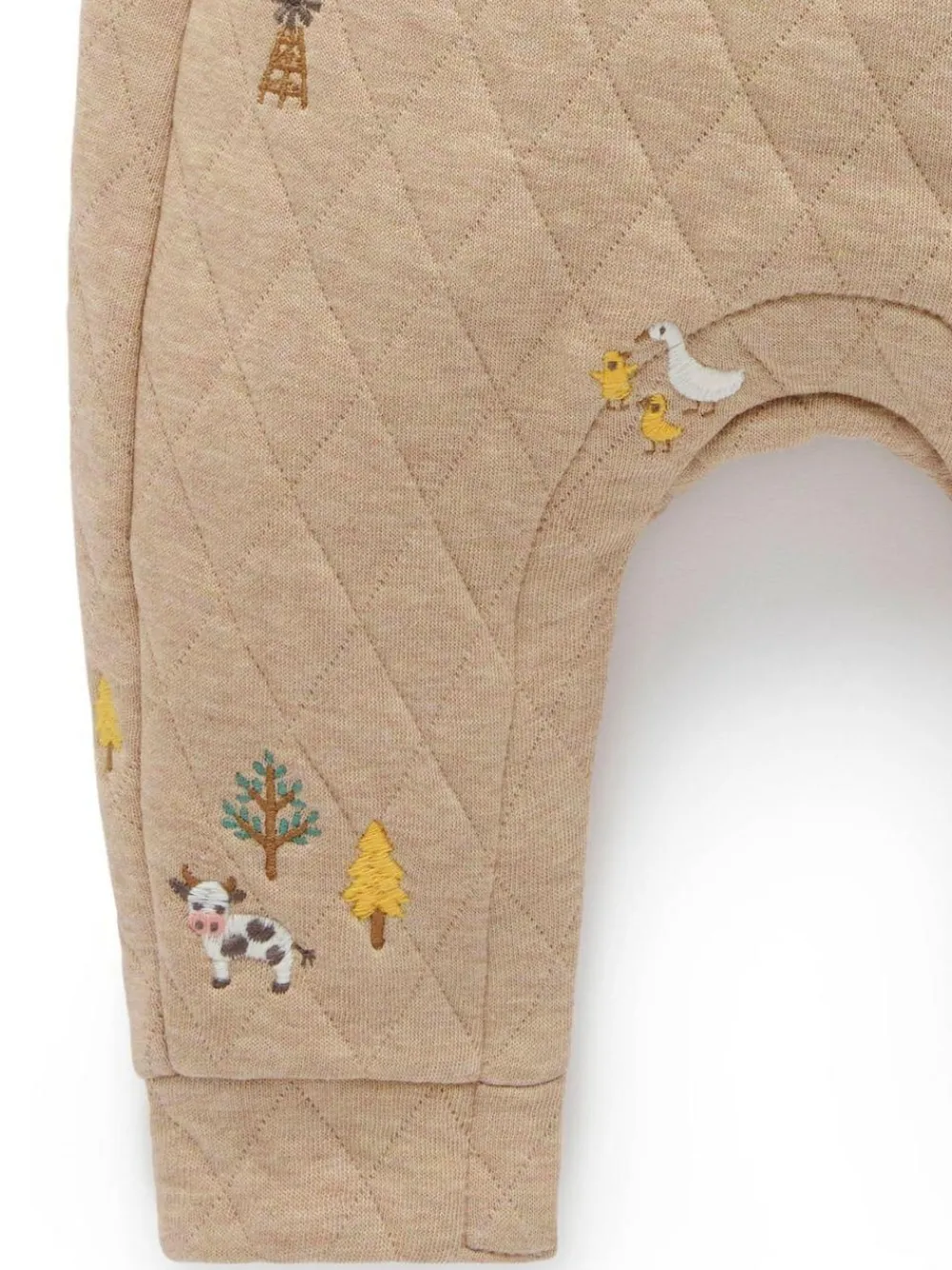 Purebaby Brown Quilted Embroidered Dungarees^BOY Rompers & Overalls|Dungarees