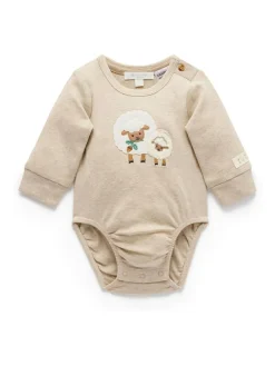 Clearance Purebaby Appliqué Bodysuit Natural
