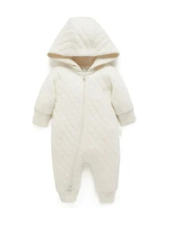 Best Purebaby Natural Cotton Quilted Zip Pramsuit