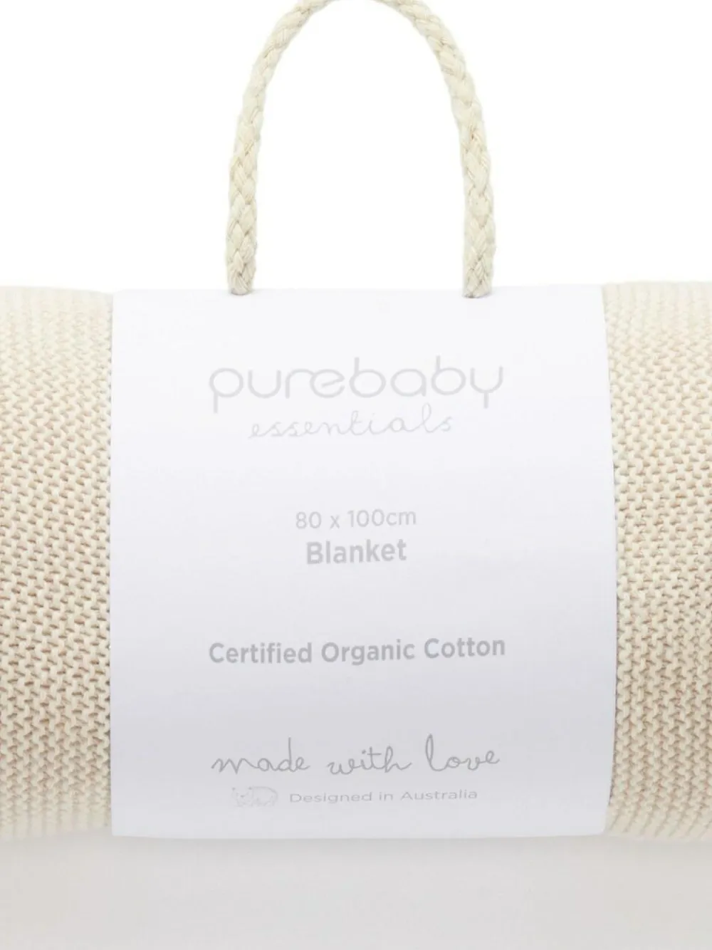 Outlet Purebaby Textured Knit 100% Cotton Blanket Natural