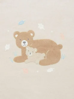 Best Purebaby Embroidered Lined Blanket Natural/Coral