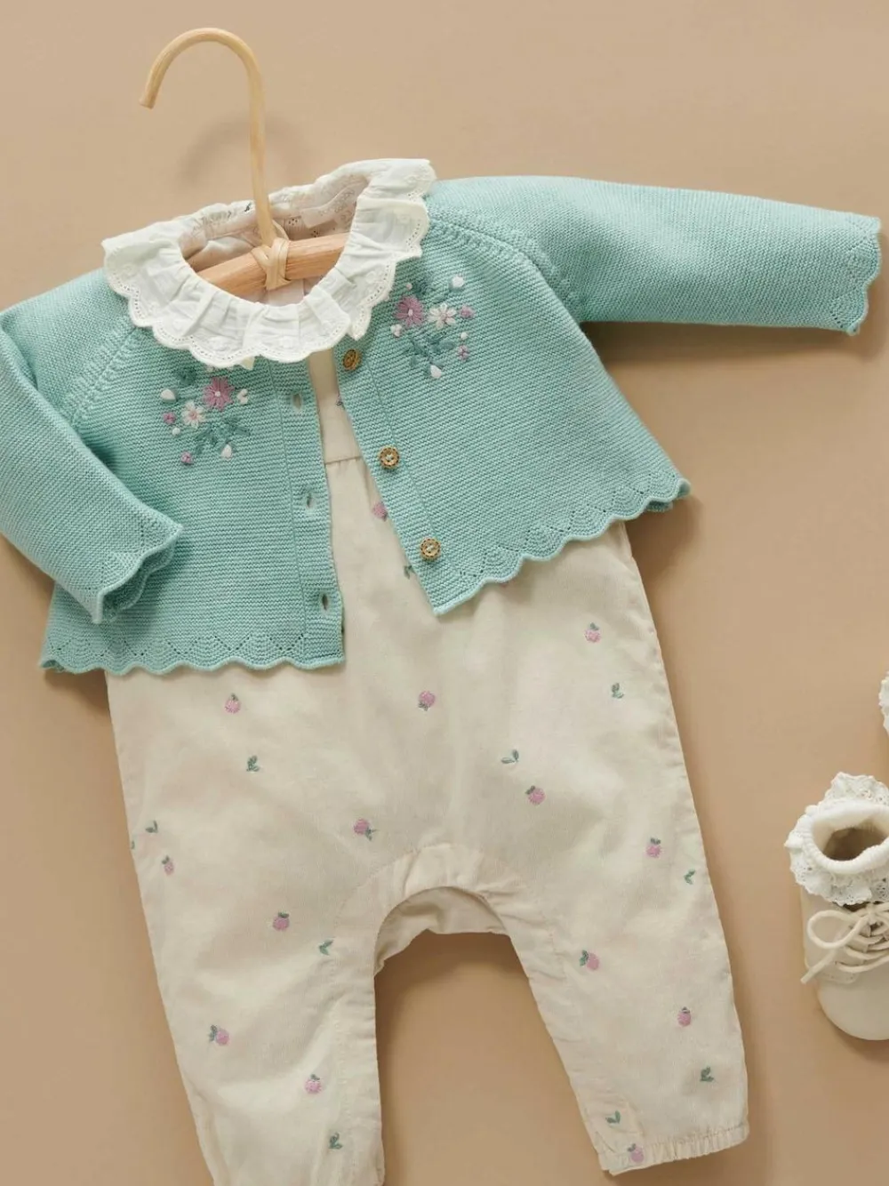 Discount Purebaby Nude Ruffle Pointelle Bodysuit