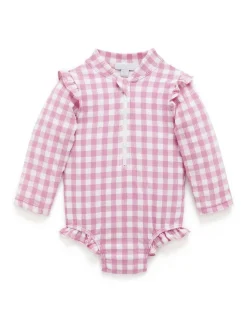 Purebaby Pink Frilly Long Sleeve Swimsuit^ Swimwear|Swimwear