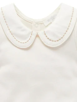 Outlet Purebaby White Classic Back Neck With Collar Bodysuit