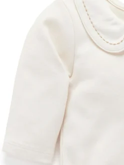 Outlet Purebaby White Classic Back Neck With Collar Bodysuit
