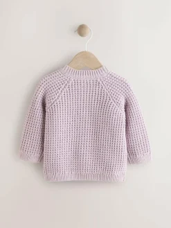 Clearance Next Embroidered Cardigan (0mths-2yrs) Purple and Apricot Flower Baby