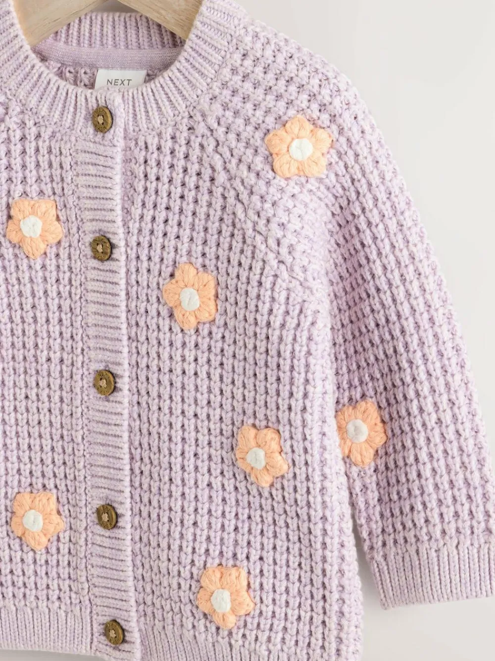Clearance Next Embroidered Cardigan (0mths-2yrs) Purple and Apricot Flower Baby
