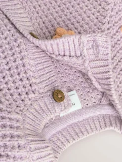 Clearance Next Embroidered Cardigan (0mths-2yrs) Purple and Apricot Flower Baby