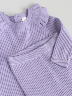 Next Purple Baby Knitted Jumper and Leggings Set 2 Piece (0mths-3yrs)^ Newborn Clothing|Sets & Co-Ords
