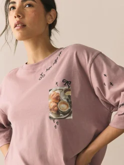 Next Purple Breakfast Short Sleeve Pyjamas^Women Pyjamas|All Night & Lounge