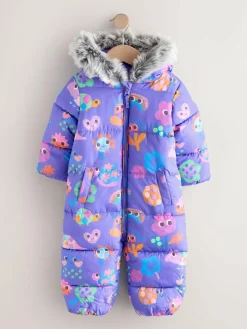 Outlet Next Shower Resistant Faux Fur Trim Snowsuit (3mths-7yrs) Purple Character