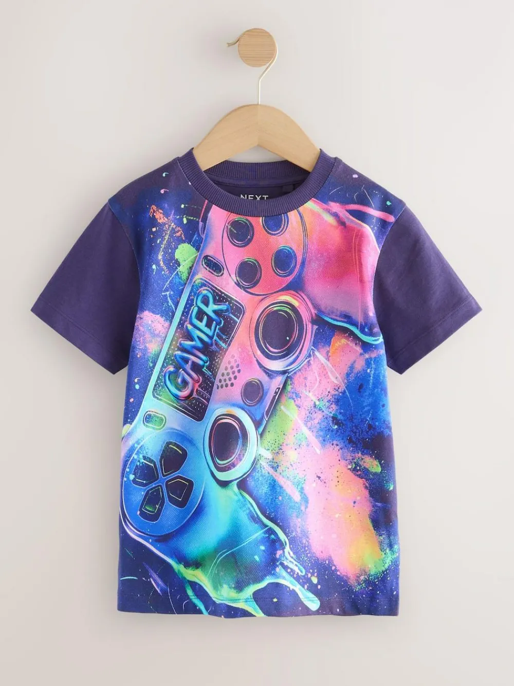 Next Purple Controller Regular Fit Short Sleeve All-Over Print T-Shirt (3-16yrs)