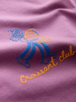 New Next Oversized Graphic Print T-Shirt (3-16yrs) Purple Croissant