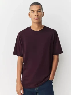 Next Purple Fig Regular Fit Essential Crew Neck Cotton T-Shirt