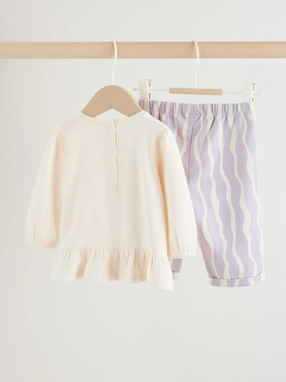 Hot Next Purple Flower Baby T-Shirts And Trousers 2 Piece Set (0mths-2yrs)