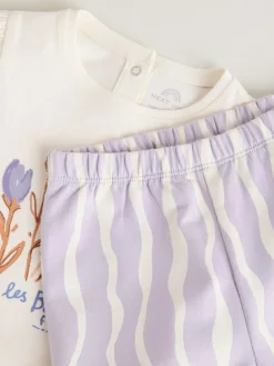 Hot Next Purple Flower Baby T-Shirts And Trousers 2 Piece Set (0mths-2yrs)