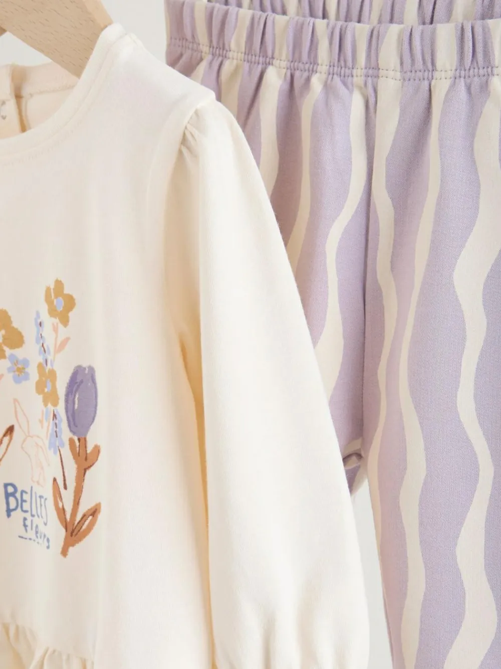 Hot Next Purple Flower Baby T-Shirts And Trousers 2 Piece Set (0mths-2yrs)