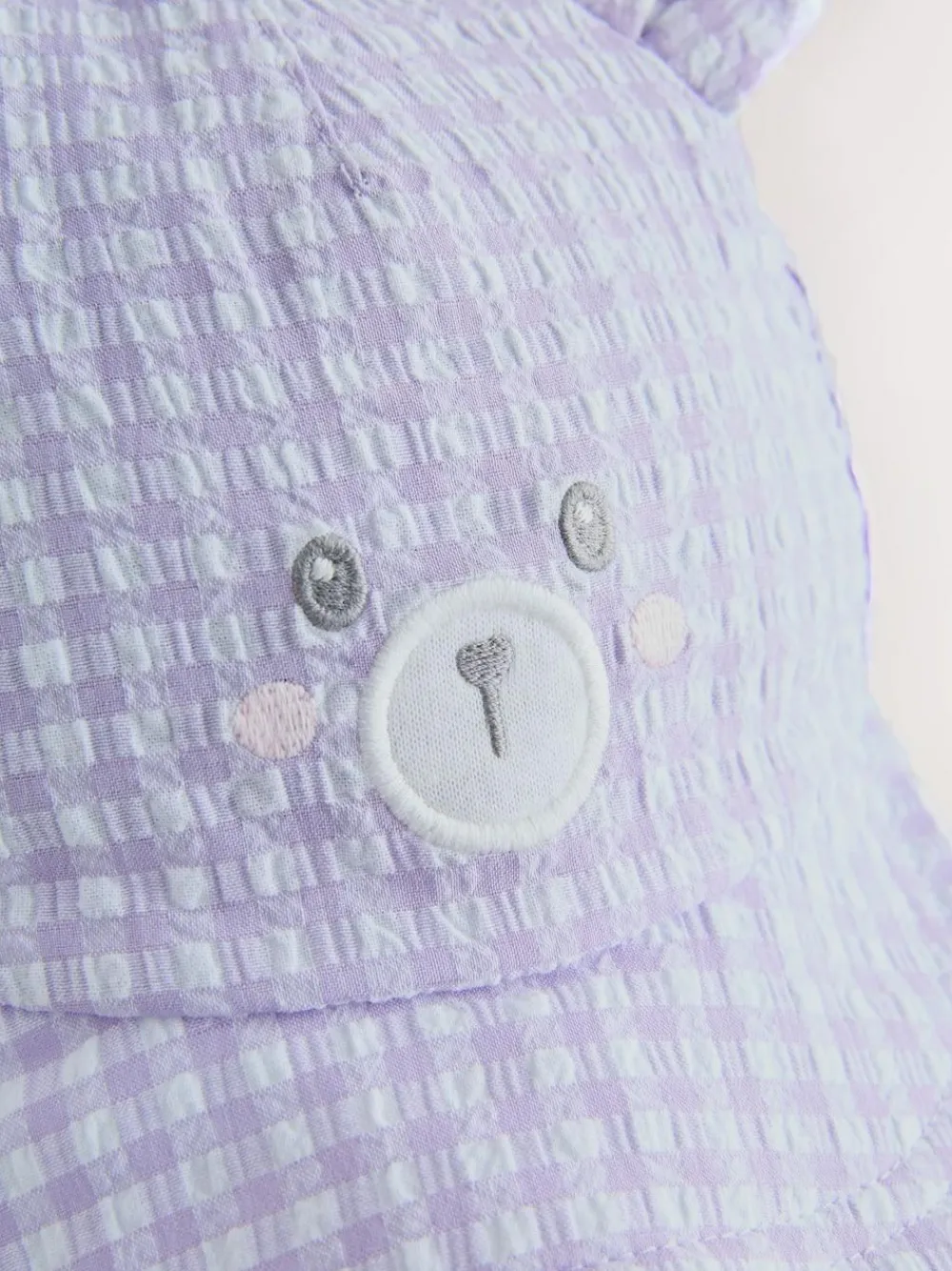 Next Purple Gingham Baby Embroidered Bear Legionnaire Hat (0mths-2yrs)^ Newborn Accessories|Hats & Scratch Mitts