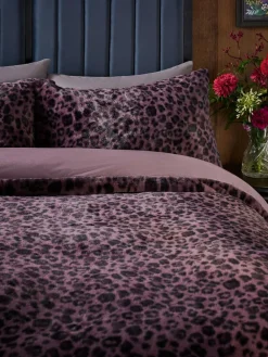 Best Next Faux Fur Duvet Cover and Pillowcase Set Purple Leopard Print