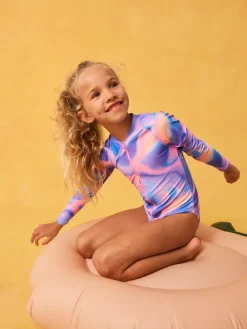 Sale Next Purple Long Sleeve Sunsafe Swimsuit (3mths-16yrs)