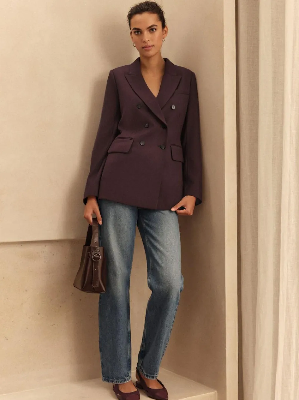 Online Next Purple N.Premium Wool Blend Twill Blazer