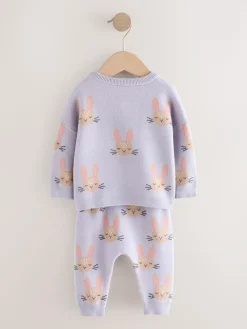 Best Next Baby Knitted Jumper and Leggings Set 2 Piece (0mths-2yrs) Purple Rabbit