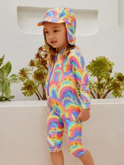 Next Long Leg Sunsafe Swimsuit (3mths-7yrs) Purple Rainbow